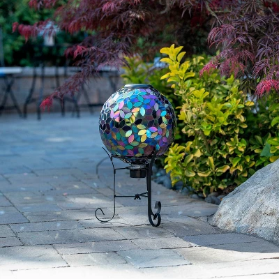 11" Solar Mosaic Iron/Glass Gazing Globe With Stand Purple - Alpine Corporation 3 11" Solar Mosaic Iron/Glass Gazing Globe With Stand Purple - Alpine Corporation