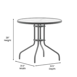 Emma And Oliver 31.5" Round Tempered Glass Metal Table With Smooth Ripple Design Top 18 Emma And Oliver 31.5" Round Tempered Glass Metal Table With Smooth Ripple Design Top -Garden & Outdoors GUEST f96d8597 e566 4b1f 9836 0848348f07e7