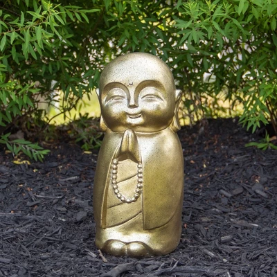 Northlight 11.5" Golden Buddhist Monk Outdoor Garden Statue 3 Northlight 11.5" Golden Buddhist Monk Outdoor Garden Statue