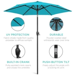 Best Choice Products 7.5ft Heavy-Duty Outdoor Market Patio Umbrella W/ Push Button Tilt, Easy Crank Lift -Garden & Outdoors GUEST f9d71cdf fed6 47aa 8382 34fedc955cdf