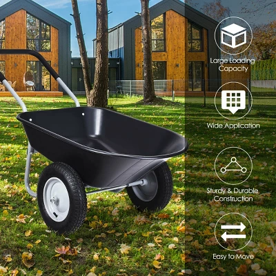 Costway 2 Tire Wheelbarrow Cart Heavy-duty Dolly Utility Cart Black 4 Costway 2 Tire Wheelbarrow Cart Heavy-duty Dolly Utility Cart Black - Image 2