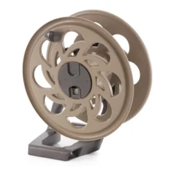 Suncast CPLSTA125B 125' Wall-Mounted Side Tracker Garden Hose Reel For 5/8" Hose With Guide For Patio Or Garden, Dark Taupe