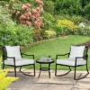 Outsunny 3-Piece Bistro Set Outdoor Wicker Furniture Set With Rattan Rocking Chair, Side Table For Patio Backyard Garden And Balcony -Garden & Outdoors GUEST fb2e51f7 af06 4d58 ace7 80851d128af1