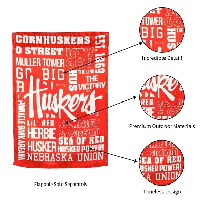 Evergreen Embossed Suede Flag, House Size, University Of Nebraska 9 Evergreen Embossed Suede Flag, House Size, University Of Nebraska - Image 7