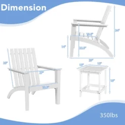 Costway 3PCS Patio Adirondack Chair Side Table Set Solid Wood Garden Deck White -Garden & Outdoors GUEST fcddf072 9b04 435d 91fb 07ccb5d4ab61