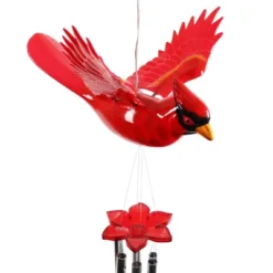 9.25" Plastic And Metal Solar Cardinal Fluttering Wings Wind Chime Red - Exhart -Garden & Outdoors GUEST fd98e5ab c9aa 48a7 891d 7afce3017ca2
