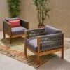 Laurel 2pk Acacia Wood Club Chair Teak/Gray - Christopher Knight Home -Garden & Outdoors GUEST fdde01af 1095 40bb 9edc 1cd2d36c25e5