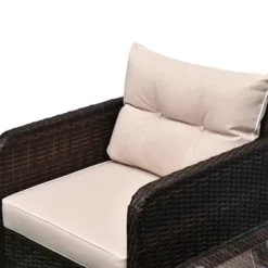 Outsunny 5 Piece Rattan Wicker Lounge Chair, Outdoor Patio Conversation Set With 2 Cushioned Chairs, 2 Ottomans & Tempered Glass Top Coffee Table -Garden & Outdoors GUEST fe0d1bd0 8939 46a7 b68d ad2bae929560