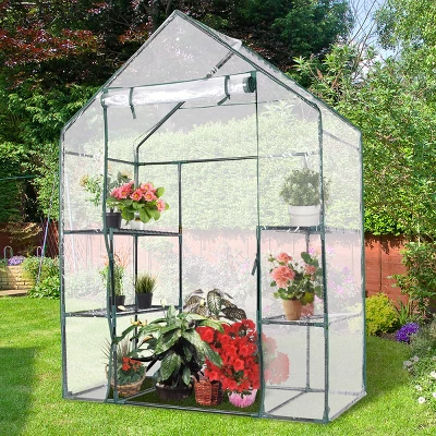 Costway Portable Mini Walk In Outdoor 3 Tier 6 Shelves Greenhouse 4 Costway Portable Mini Walk In Outdoor 3 Tier 6 Shelves Greenhouse - Image 2