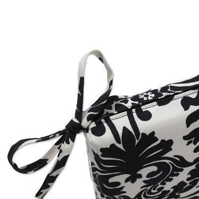 Essence Damask 2pc Outdoor Seat Cushion Set - Black/White Floral - Pillow Perfect 6 Essence Damask 2pc Outdoor Seat Cushion Set - Black/White Floral - Pillow Perfect - Image 4